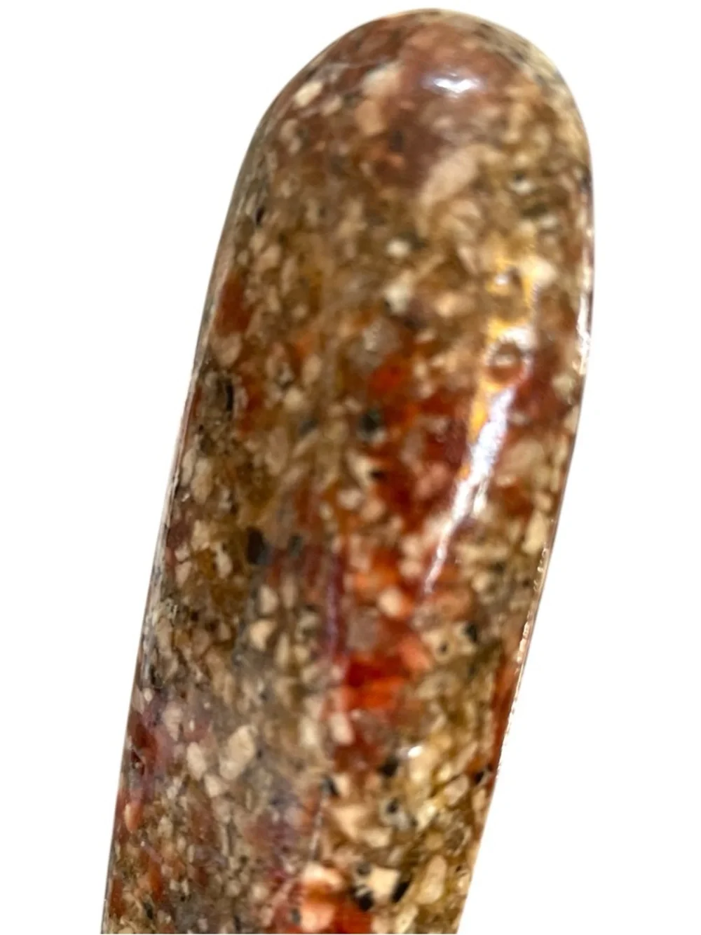 Unique vintage style kitchen tool, slotted spoon, resin? Handle